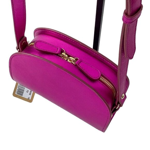 A.P.C Demi Lune Mini Bag Fuchsia Crossbody Purse Metallic Pink Leather - Picture 7 of 14